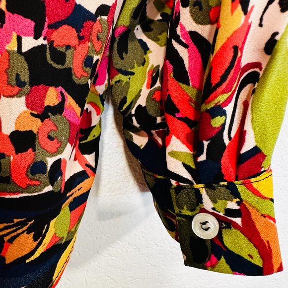 NWOT Jaclyn Smith Tunic Top HiLo MultiColor Long Sleeve V-Neck 2 Pockets Size Lg - Picture 8 of 9